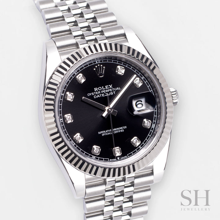 Rolex Datejust41 41mm Steel/WG Black Dial Diamond Markers 2025 Ref m126334-0012 (#1049)