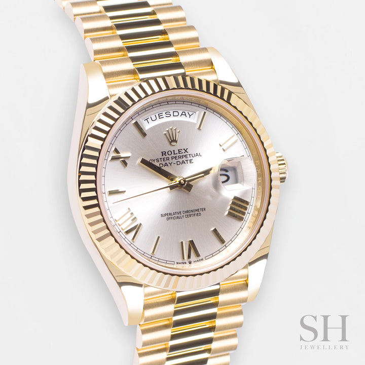 Rolex Day-Date40 40mm YG Silver Dial Numeral Markers 2023 Ref m228238-0002 (#495)