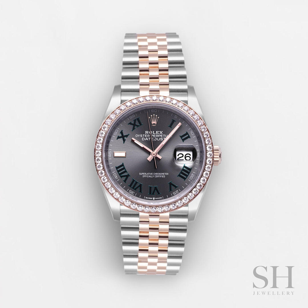 Rolex Datejust36 36mm 'Wimbledon' Steel/RG Slate Dial Numeral Markers 2023 Ref m126281rbr-0017 (#567)