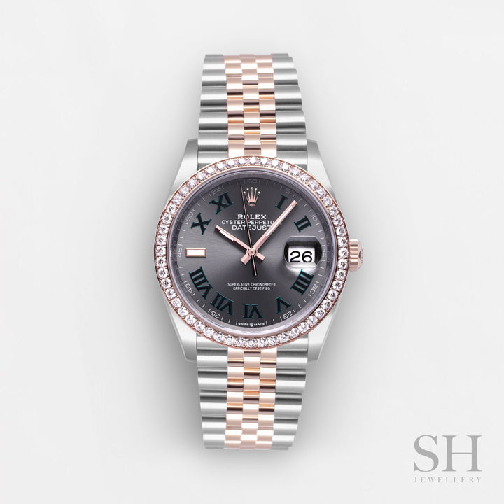 Rolex Datejust36 36mm 'Wimbledon' Steel/RG Slate Dial Numeral Markers 2023 Ref m126281rbr-0017 (#567)