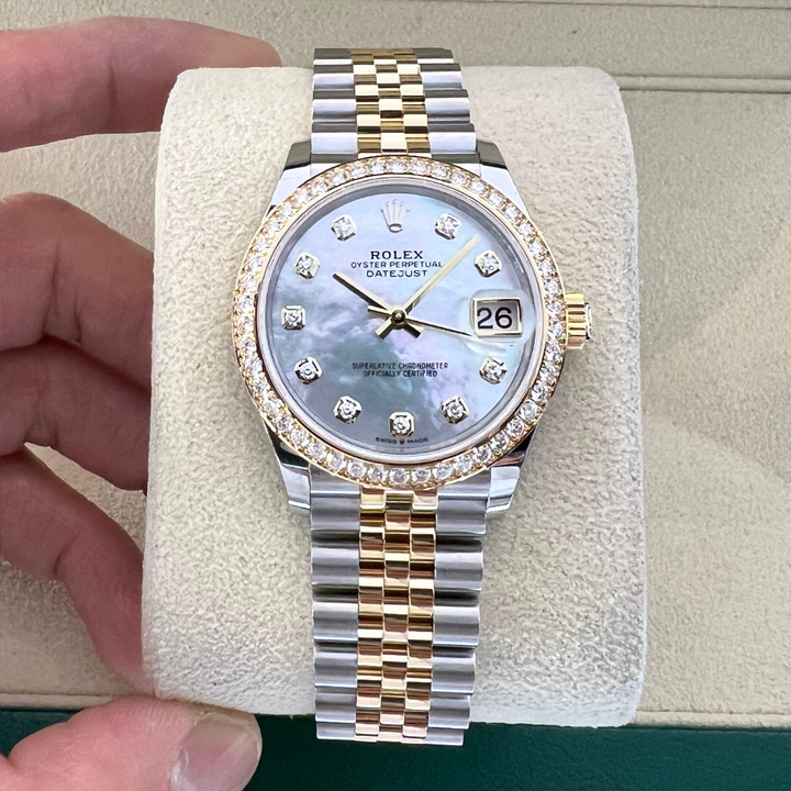 Rolex Datejust31 31mm Steel/YG MOP Dial Diamond Markers 2024 Ref m278383rbr-0028 (#845)