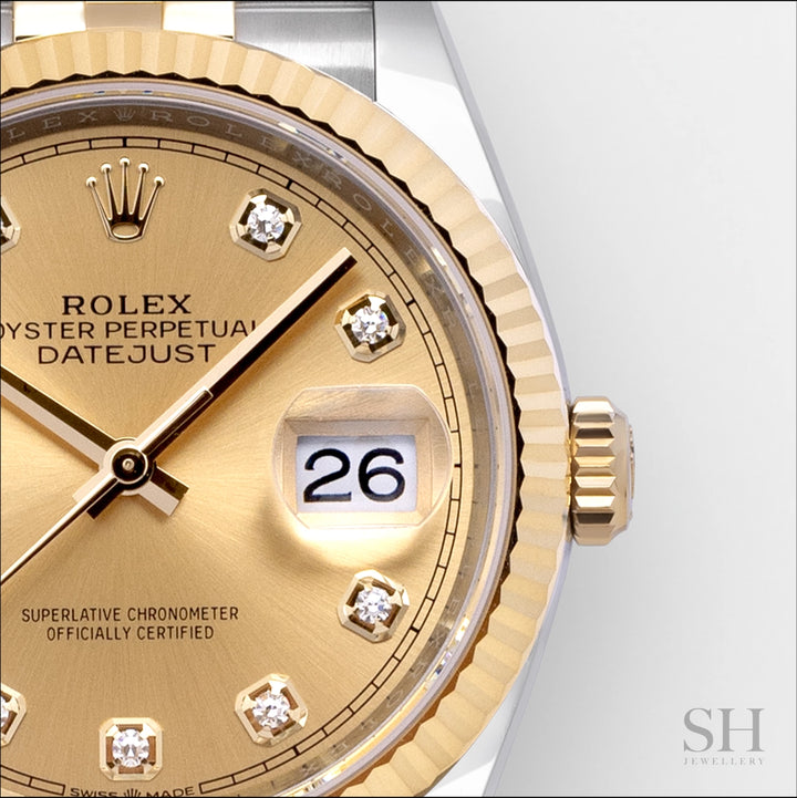 Rolex Datejust36 36mm Steel/YG Champagne Dial Diamond Markers 2025 Ref m126233-0017 (#983)