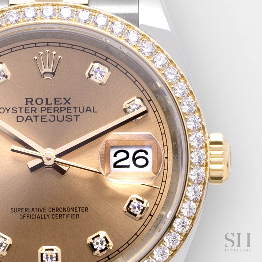 Champagne Racing Dial Rolex Datejust36 36mm Steel/YG Champagne Dial Diamond Markers 2024 Ref ...
