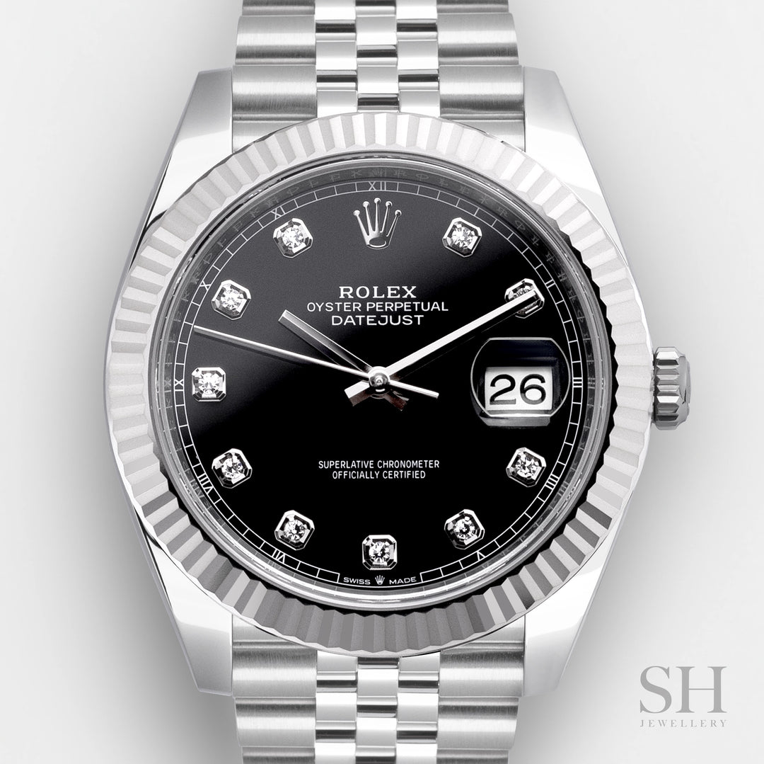 Rolex Datejust41 41mm Steel/WG Black Dial Diamond Markers 2025 Ref m126334-0012 (#1047)