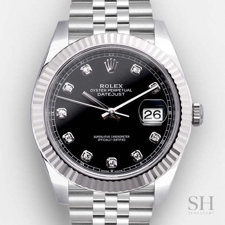 Rolex Datejust41 41mm Steel/WG Black Dial Diamond Markers 2025 Ref m126334-0012 (#1049)