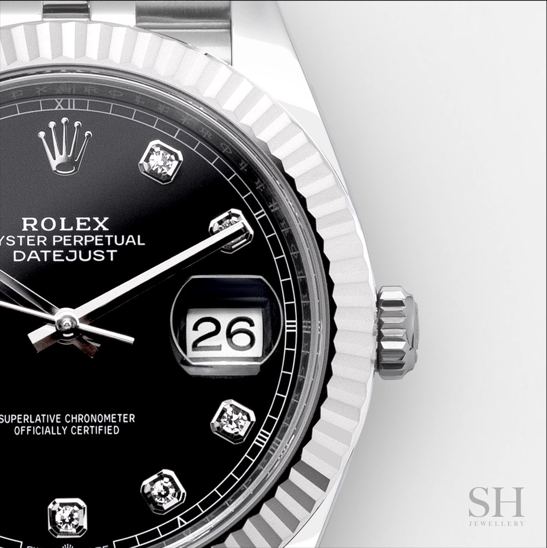 Rolex Datejust41 41mm Steel/WG Black Dial Diamond Markers 2025 Ref m126334-0012 (#1049)