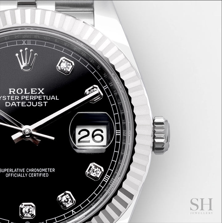 Rolex Datejust41 41mm Steel/WG Black Dial Diamond Markers 2025 Ref m126334-0012 (#1049)