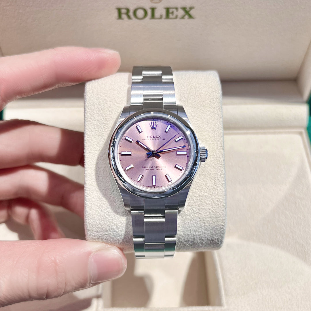 Rolex Oyster Perpetual31 31mm Steel Pink Dial Stick Markers 2025 Ref m277200-0004 (#968)