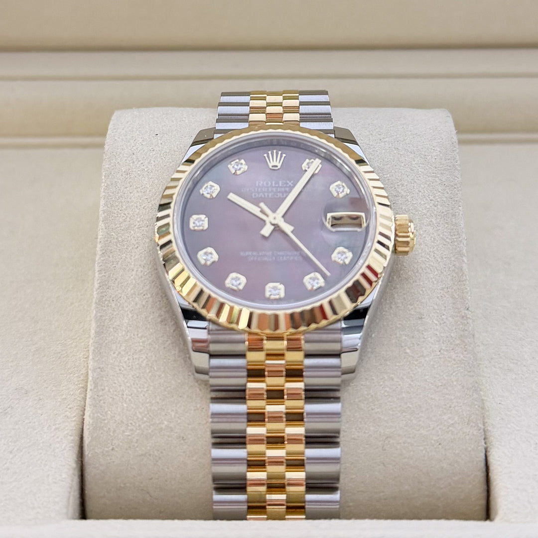 Rolex Datejust31 31mm Steel/YG Black MOP Dial Diamond Markers 2025 Ref m278273-0024 (#995)