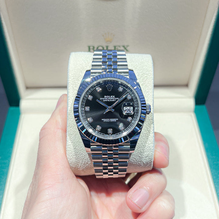 Rolex Datejust41 41mm Steel/WG Black Dial Diamond Markers 2025 Ref m126334-0012 (#1047)