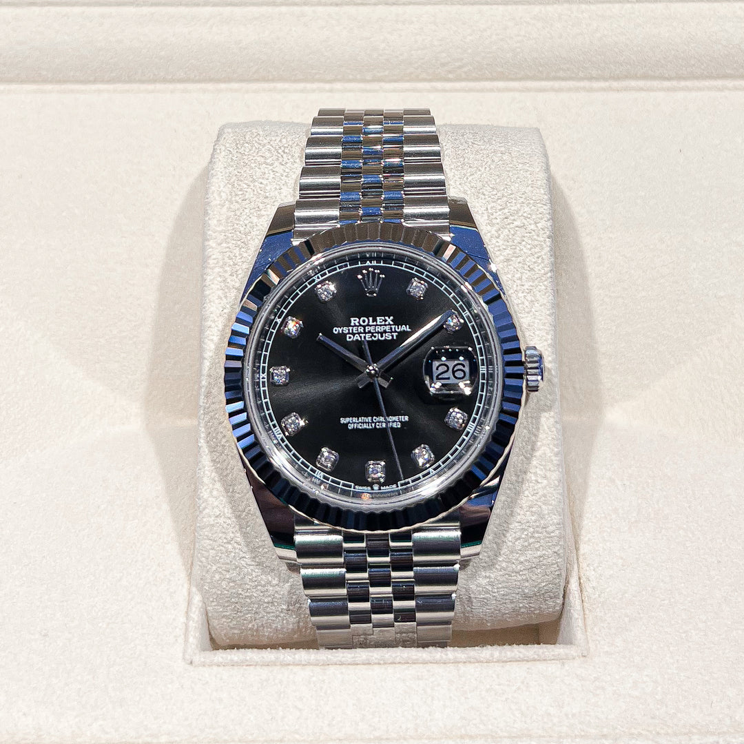 Rolex Datejust41 41mm Steel/WG Black Dial Diamond Markers 2025 Ref m126334-0012 (#1047)