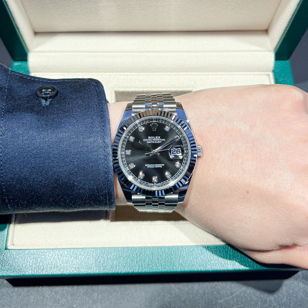 Rolex Datejust41 41mm Steel/WG Black Dial Diamond Markers 2025 Ref m126334-0012 (#1047)