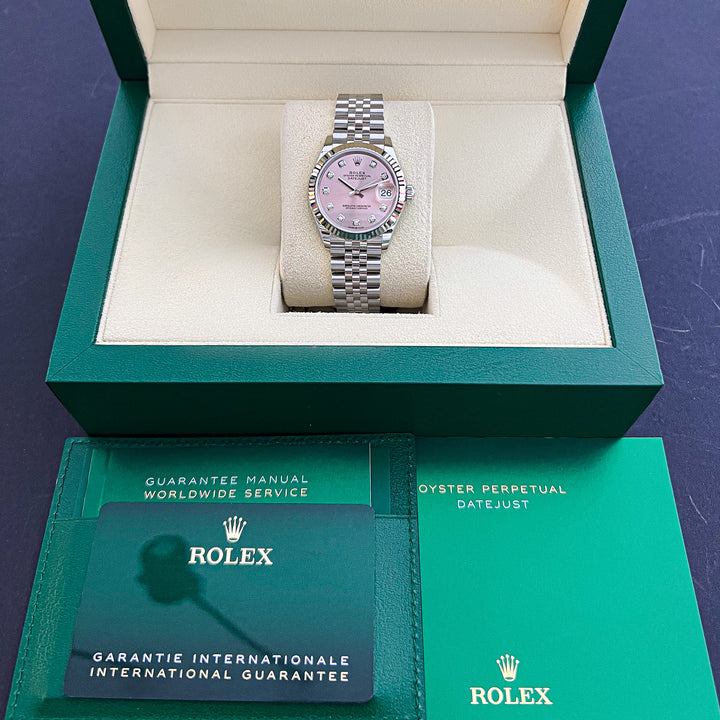 Rolex Datejust31 31mm Steel/WG Pink Dial Diamond Markers 2024 Ref m278274-0032 (#668)