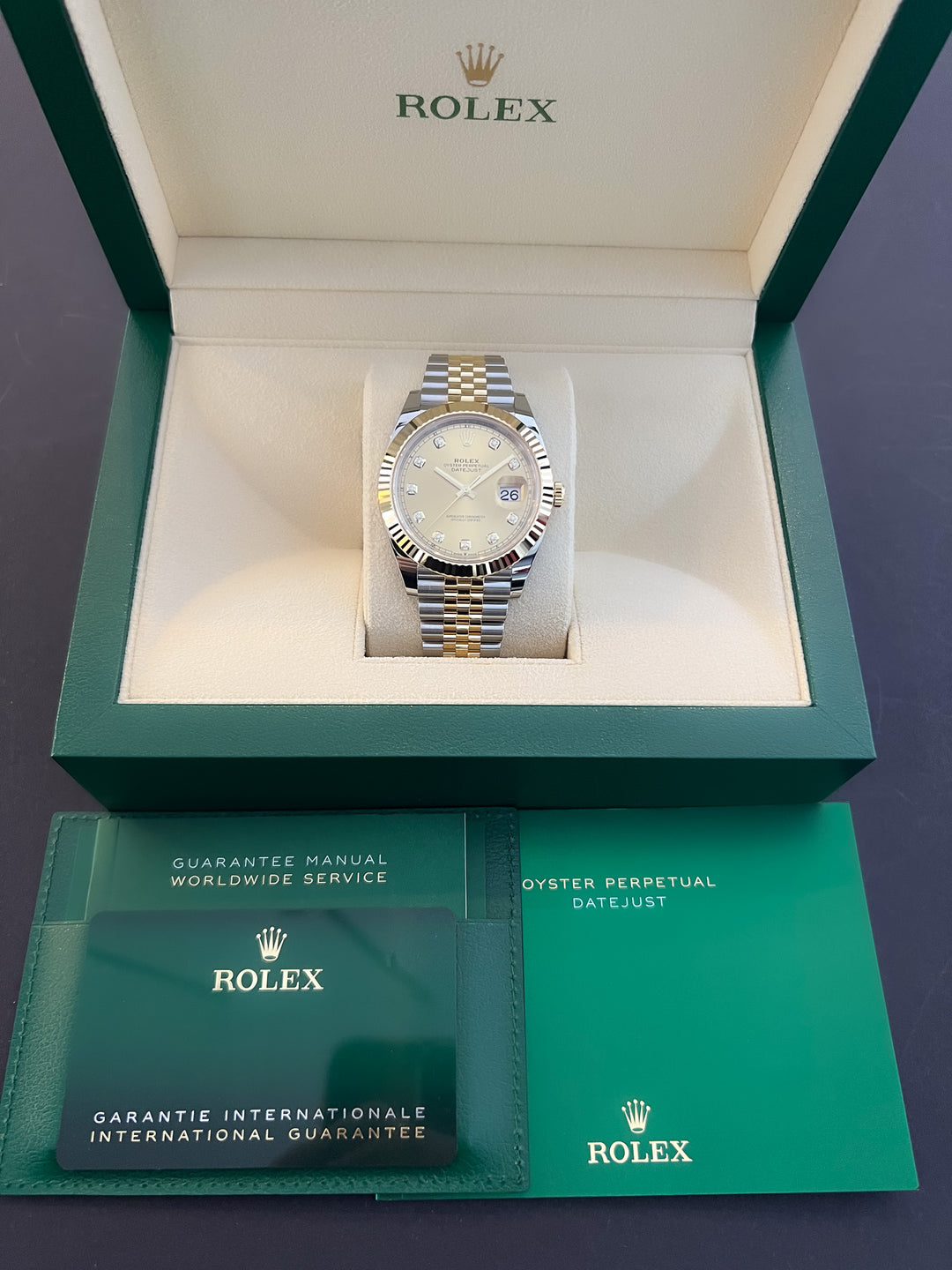Rolex Datejust41 41mm Steel/YG Champagne Dial Diamond Markers 2024 Ref m126333-0012 (#733)