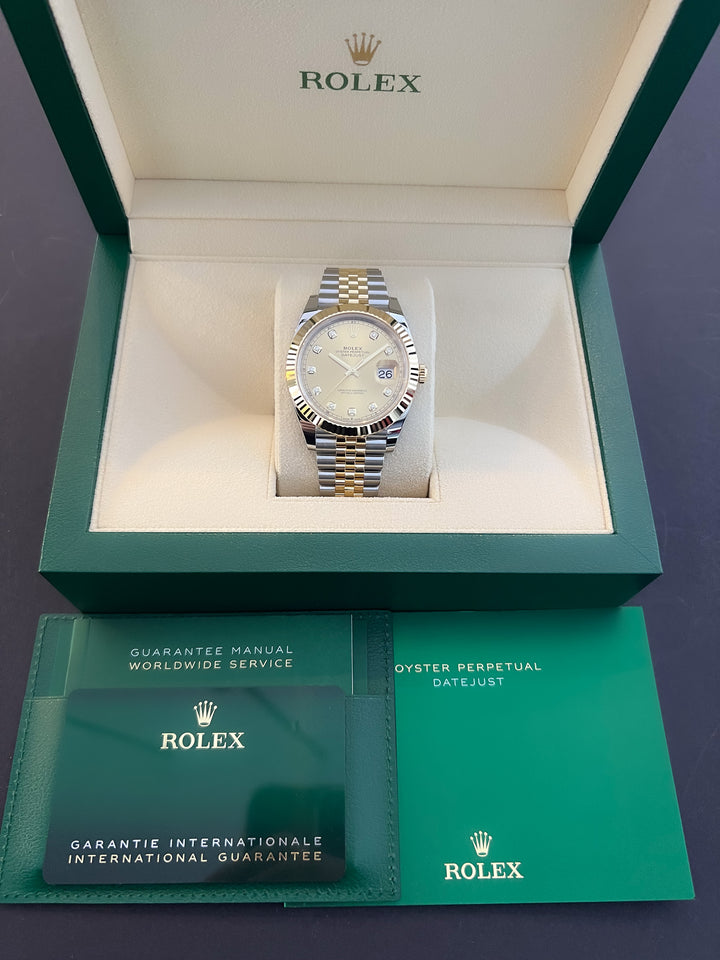 Rolex Datejust41 41mm Steel/YG Champagne Dial Diamond Markers 2024 Ref m126333-0012 (#733)