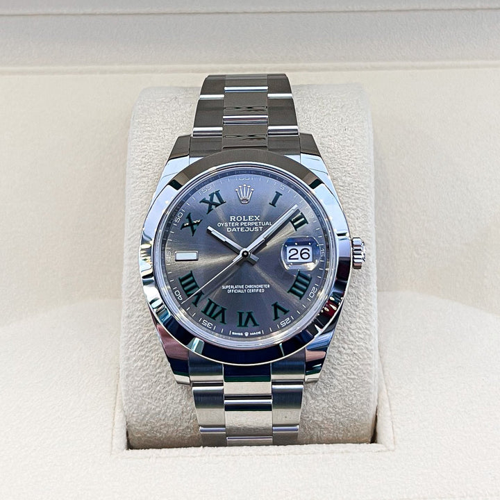 Rolex Datejust41 41mm 'Wimbledon' Steel Slate Dial Numeral Markers 2024 Ref m126300-0013 (#889)