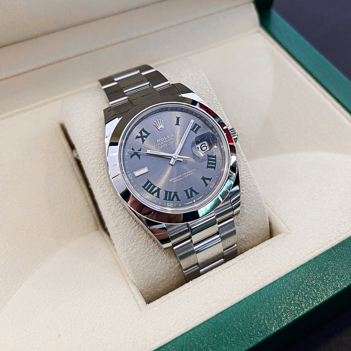 Rolex Datejust41 41mm 'Wimbledon' Steel Slate Dial Numeral Markers 2024 Ref m126300-0013 (#889)