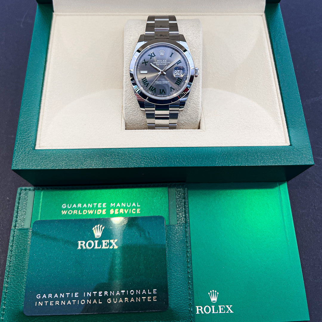 Rolex Datejust41 41mm 'Wimbledon' Steel Slate Dial Numeral Markers 2024 Ref m126300-0013 (#889)