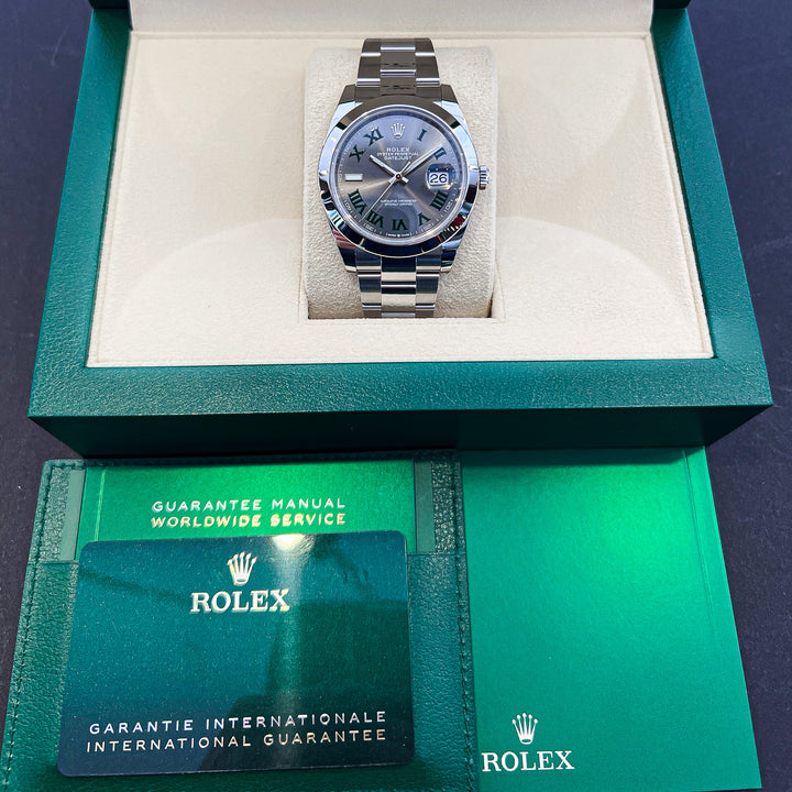 Rolex Datejust41 41mm 'Wimbledon' Steel Slate Dial Numeral Markers 2024 Ref m126300-0013 (#889)