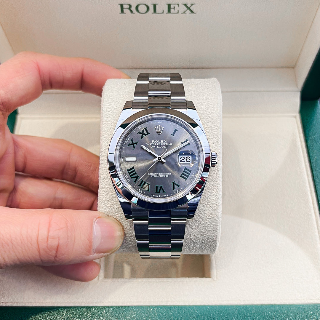 Rolex Datejust41 41mm 'Wimbledon' Steel Slate Dial Numeral Markers 2024 Ref m126300-0013 (#889)