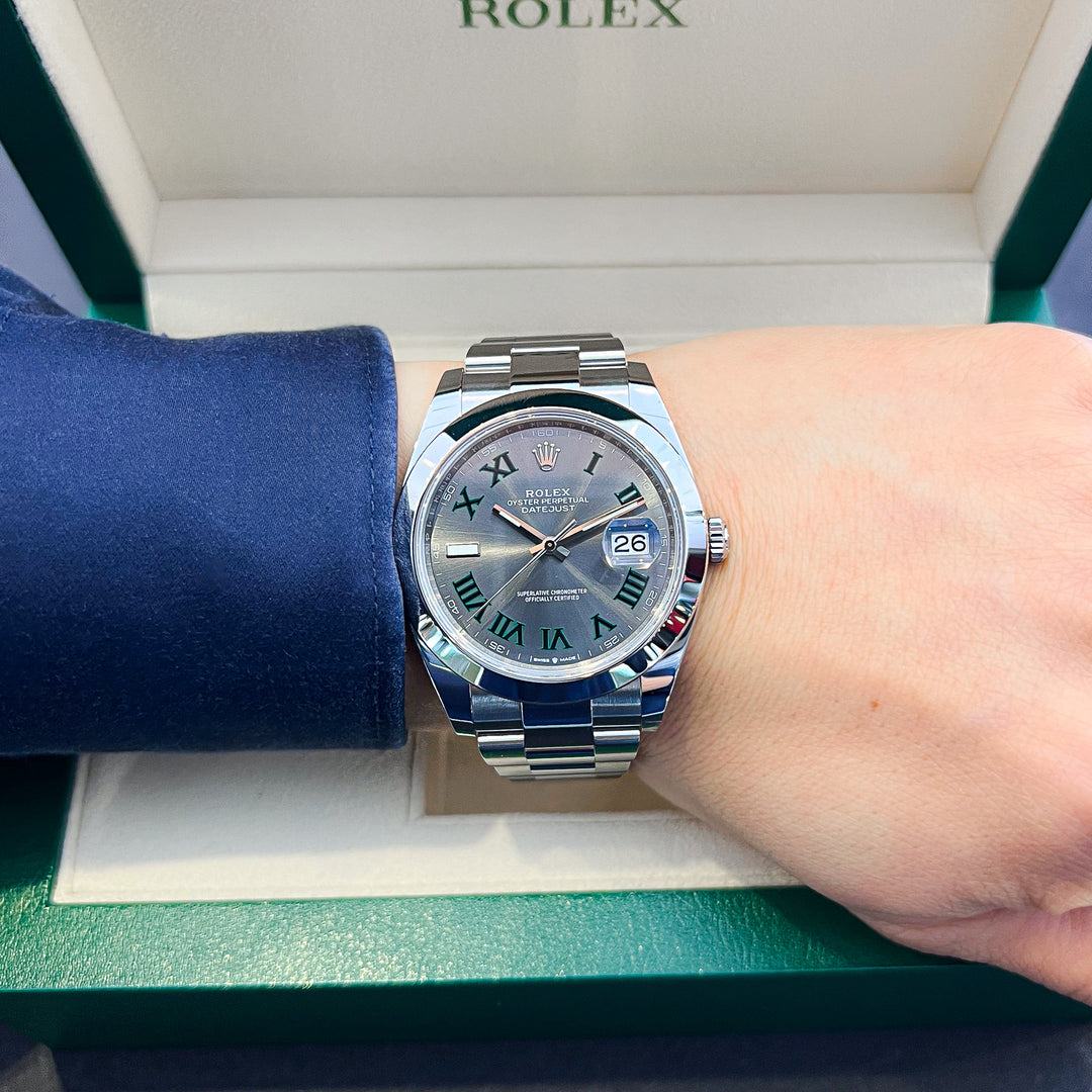 Rolex Datejust41 41mm 'Wimbledon' Steel Slate Dial Numeral Markers 2024 Ref m126300-0013 (#889)