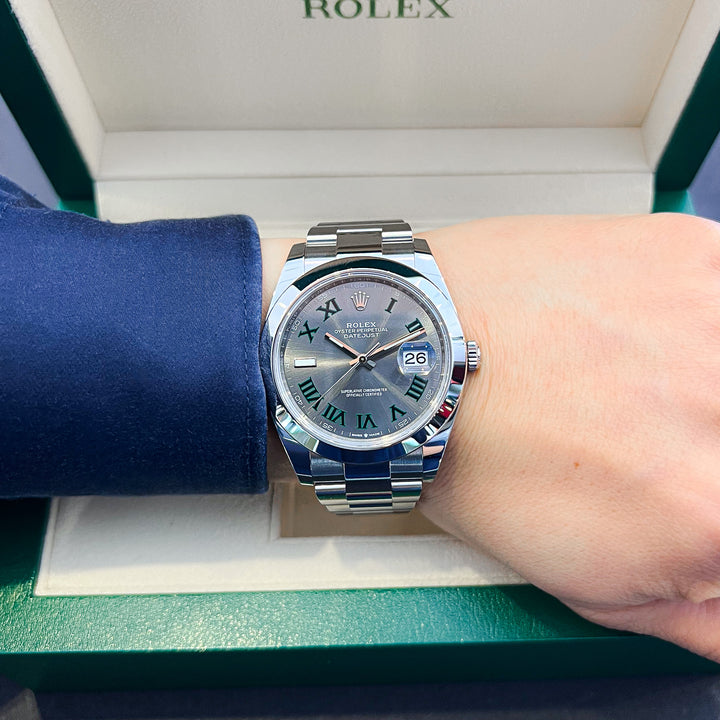 Rolex Datejust41 41mm 'Wimbledon' Steel Slate Dial Numeral Markers 2024 Ref m126300-0013 (#889)