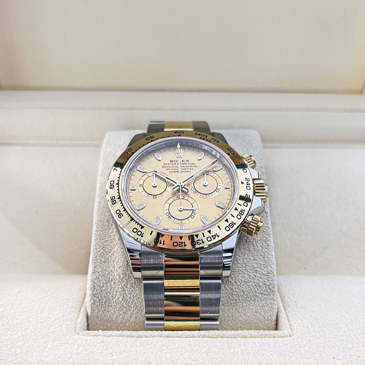 Rolex Daytona 40mm Steel/YG Champagne Dial Stick Markers 2023 Ref m116503-0003 (#656)