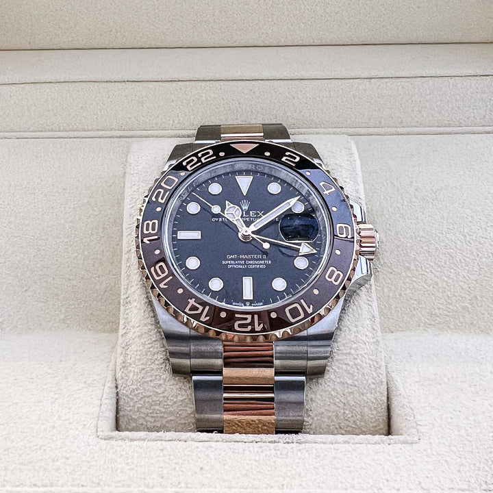 Rolex GMT-Master II 40mm 'Root Beer' Steel/RG Black Dial Button Markers 2024 Ref m126711chnr-0002 (#835)