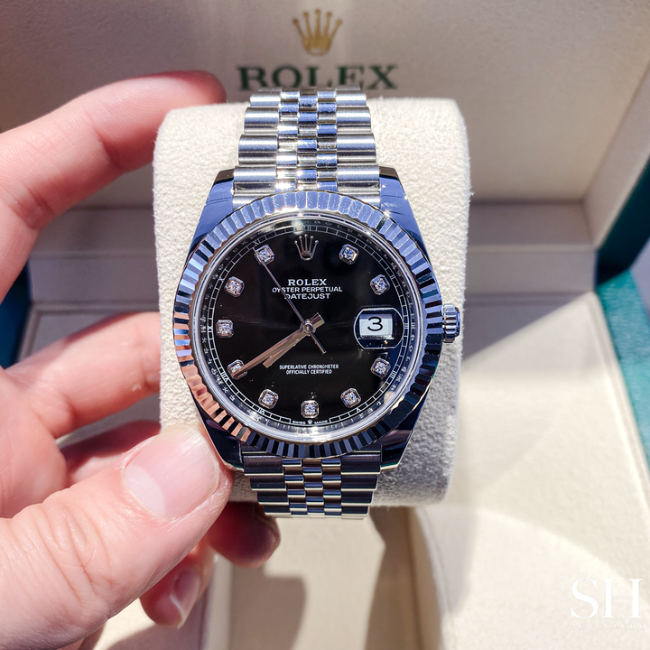 Rolex Datejust41 41mm Steel/WG Black Dial Diamond Markers 2025 Ref m126334-0012 (#1047)