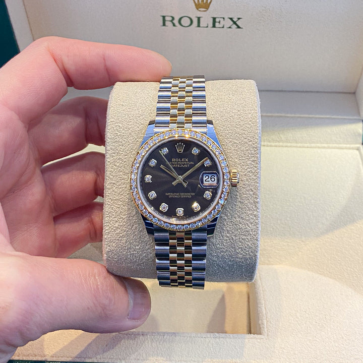Rolex Datejust31 31mm Steel/YG Dark Grey Dial Diamond Markers 2024 Ref m278273-0022 (#617)