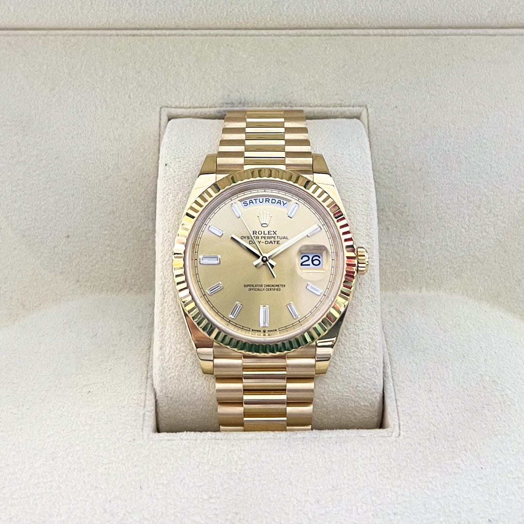 Rolex Day-Date40 40mm YG Champagne Dial Diamond Markers 2024 Ref m228238-0005 (#929)