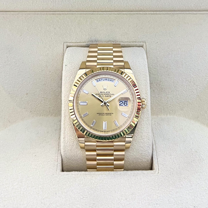 Rolex Day-Date40 40mm YG Champagne Dial Diamond Markers 2024 Ref m228238-0005 (#929)