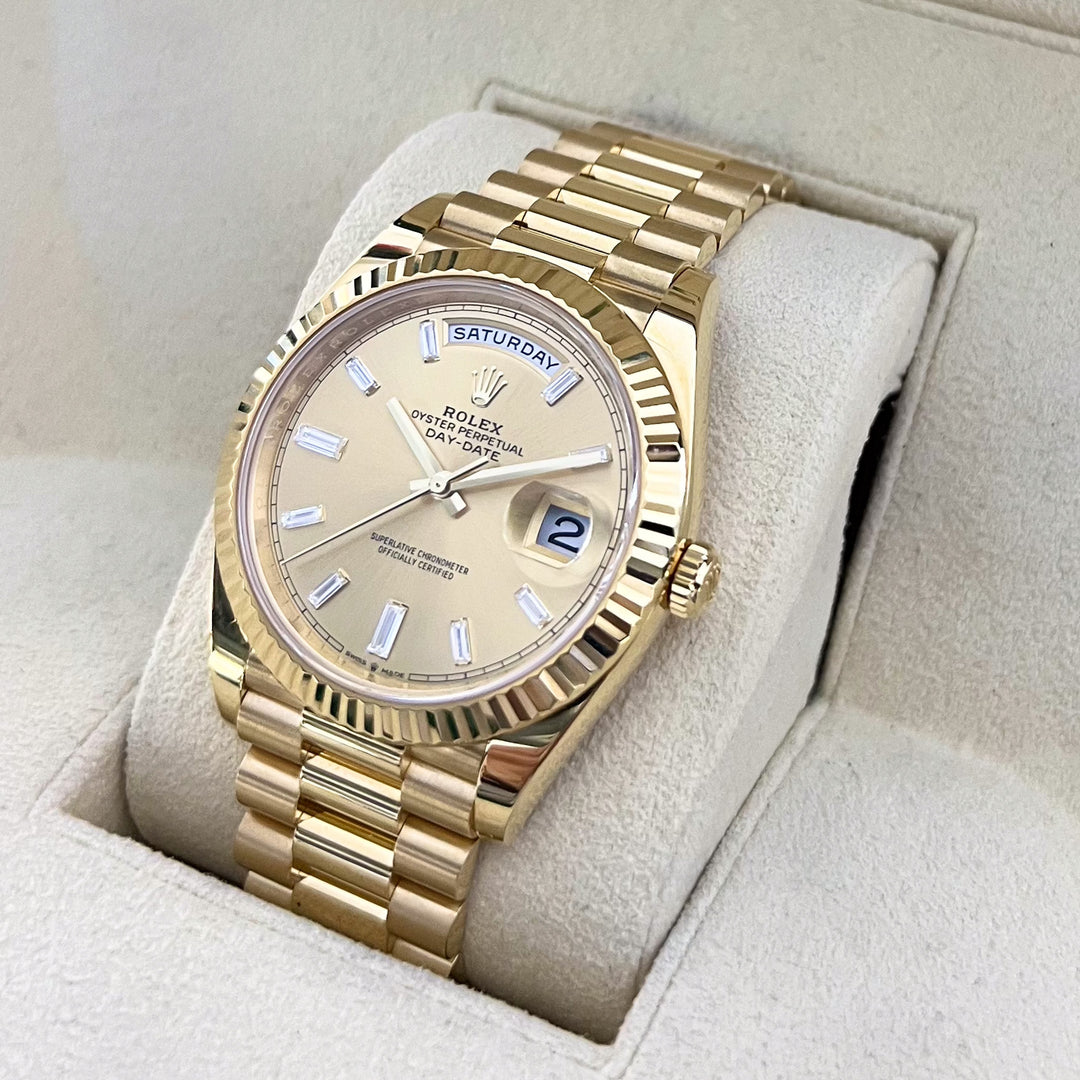 Rolex Day-Date40 40mm YG Champagne Dial Diamond Markers 2024 Ref m228238-0005 (#929)