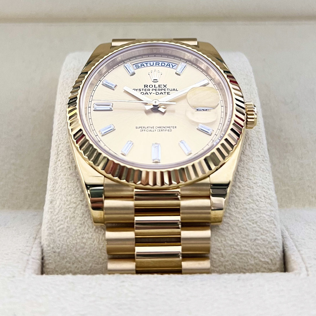 Rolex Day-Date40 40mm YG Champagne Dial Diamond Markers 2024 Ref m228238-0005 (#929)