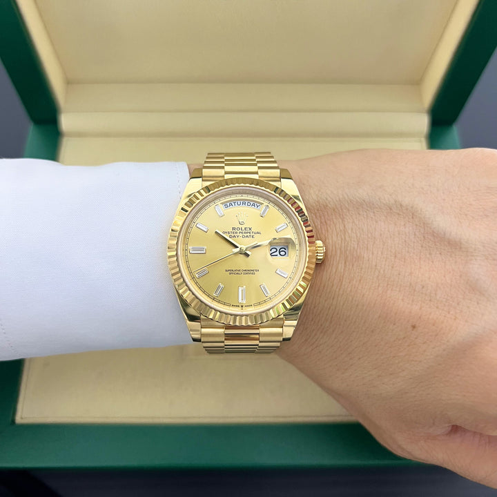Rolex Day-Date40 40mm YG Champagne Dial Diamond Markers 2024 Ref m228238-0005 (#929)