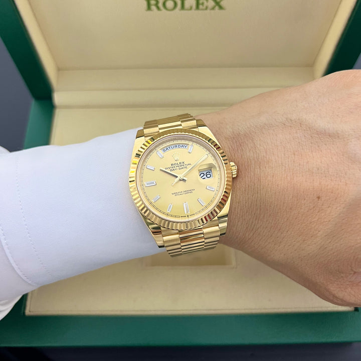 Rolex Day-Date40 40mm YG Champagne Dial Diamond Markers 2024 Ref m228238-0005 (#929)