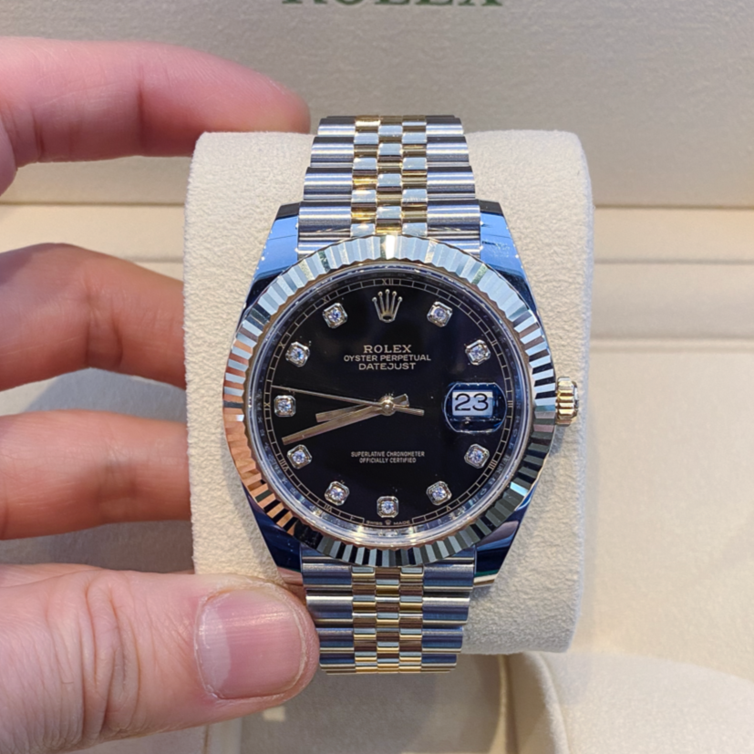 Rolex Datejust41 41mm Steel/YG Black Dial Diamond Markers 2025 Ref m126333-0006 (#928)