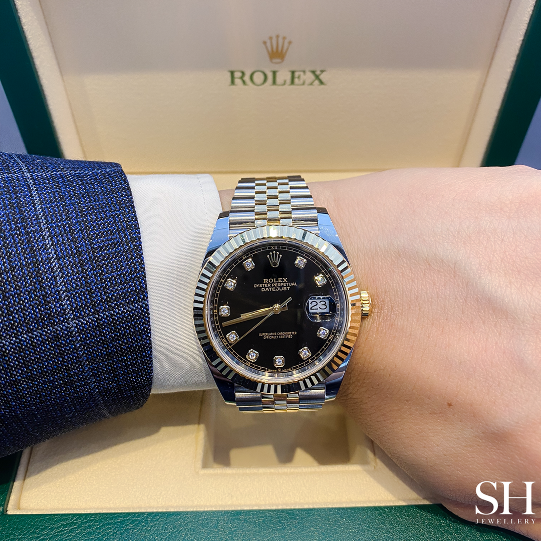 Rolex Datejust41 41mm Steel/YG Black Dial Diamond Markers 2025 Ref m126333-0006 (#928)