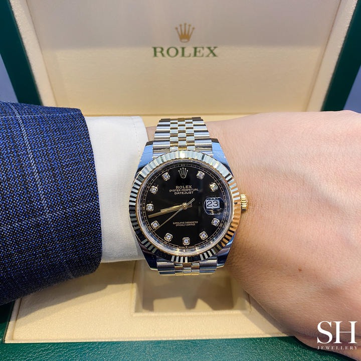 Rolex Datejust41 41mm Steel/YG Black Dial Diamond Markers 2025 Ref m126333-0006 (#928)