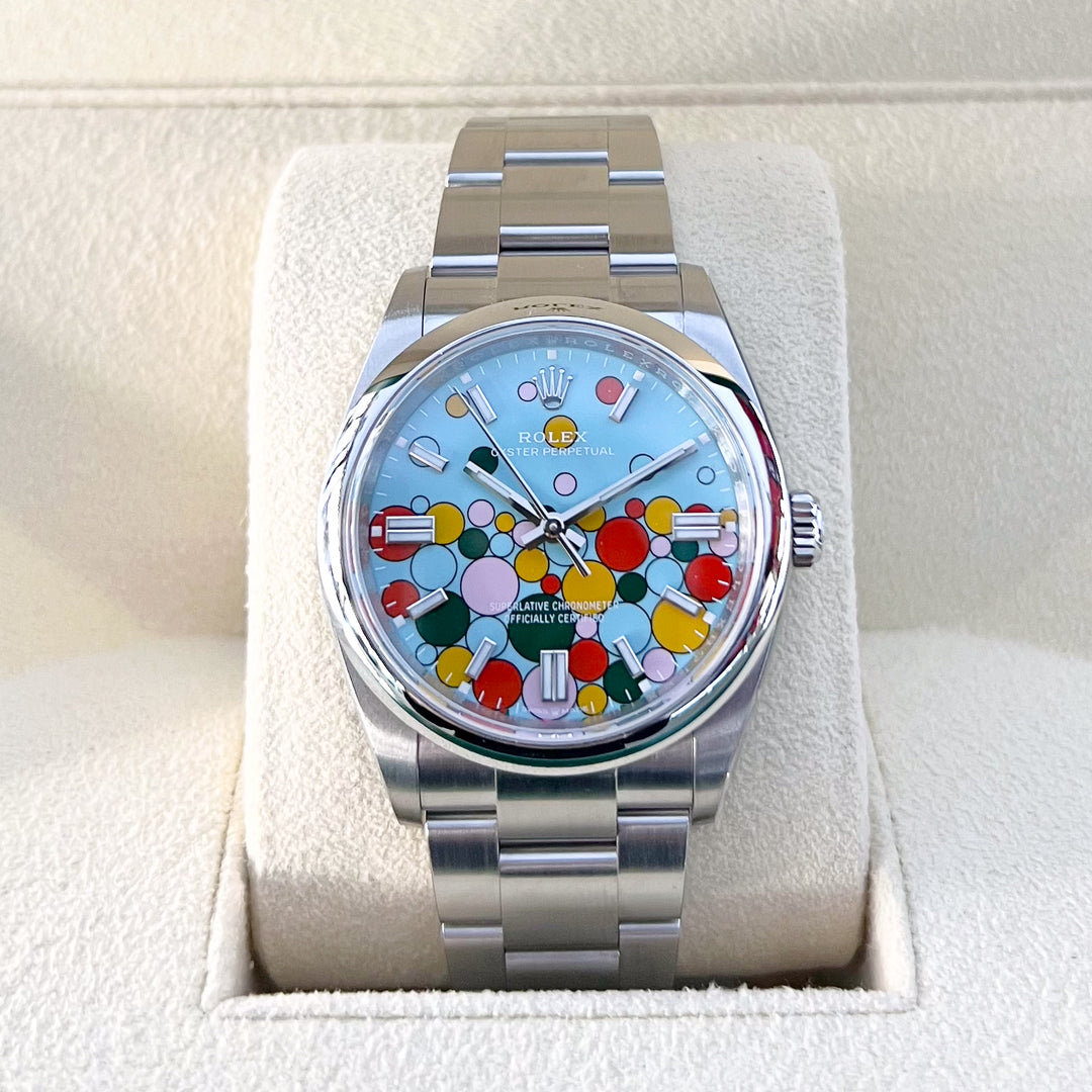 Rolex Oyster Perpetual36 36mm Steel Turquoise Blue Dial Stick Markers 2024 Ref m126000-0009 (#910)