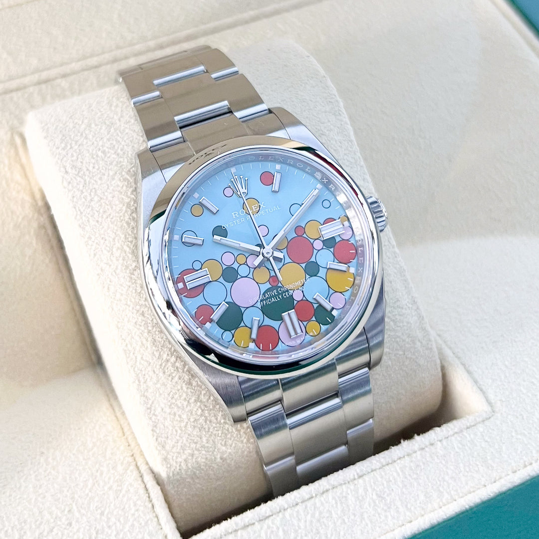 Rolex Oyster Perpetual36 36mm Steel Turquoise Blue Dial Stick Markers 2024 Ref m126000-0009 (#910)