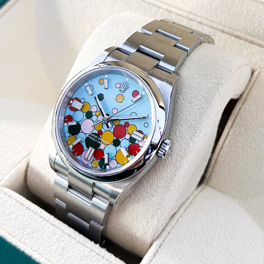 Rolex Oyster Perpetual36 36mm Steel Turquoise Blue Dial Stick Markers 2024 Ref m126000-0009 (#910)