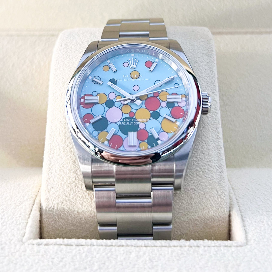 Rolex Oyster Perpetual36 36mm Steel Turquoise Blue Dial Stick Markers 2024 Ref m126000-0009 (#910)