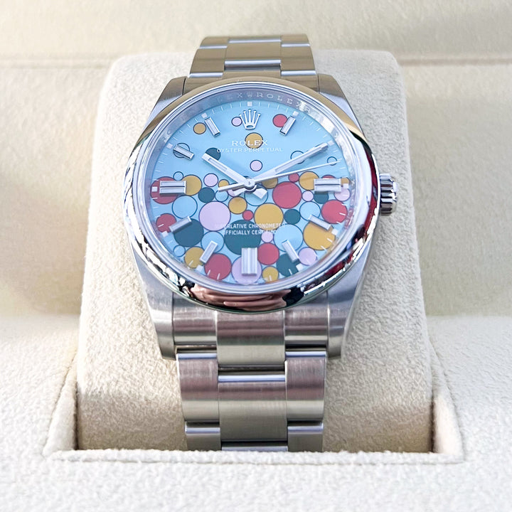 Rolex Oyster Perpetual36 36mm Steel Turquoise Blue Dial Stick Markers 2024 Ref m126000-0009 (#910)