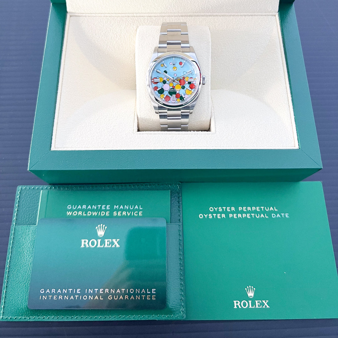 Rolex Oyster Perpetual36 36mm Steel Turquoise Blue Dial Stick Markers 2024 Ref m126000-0009 (#910)