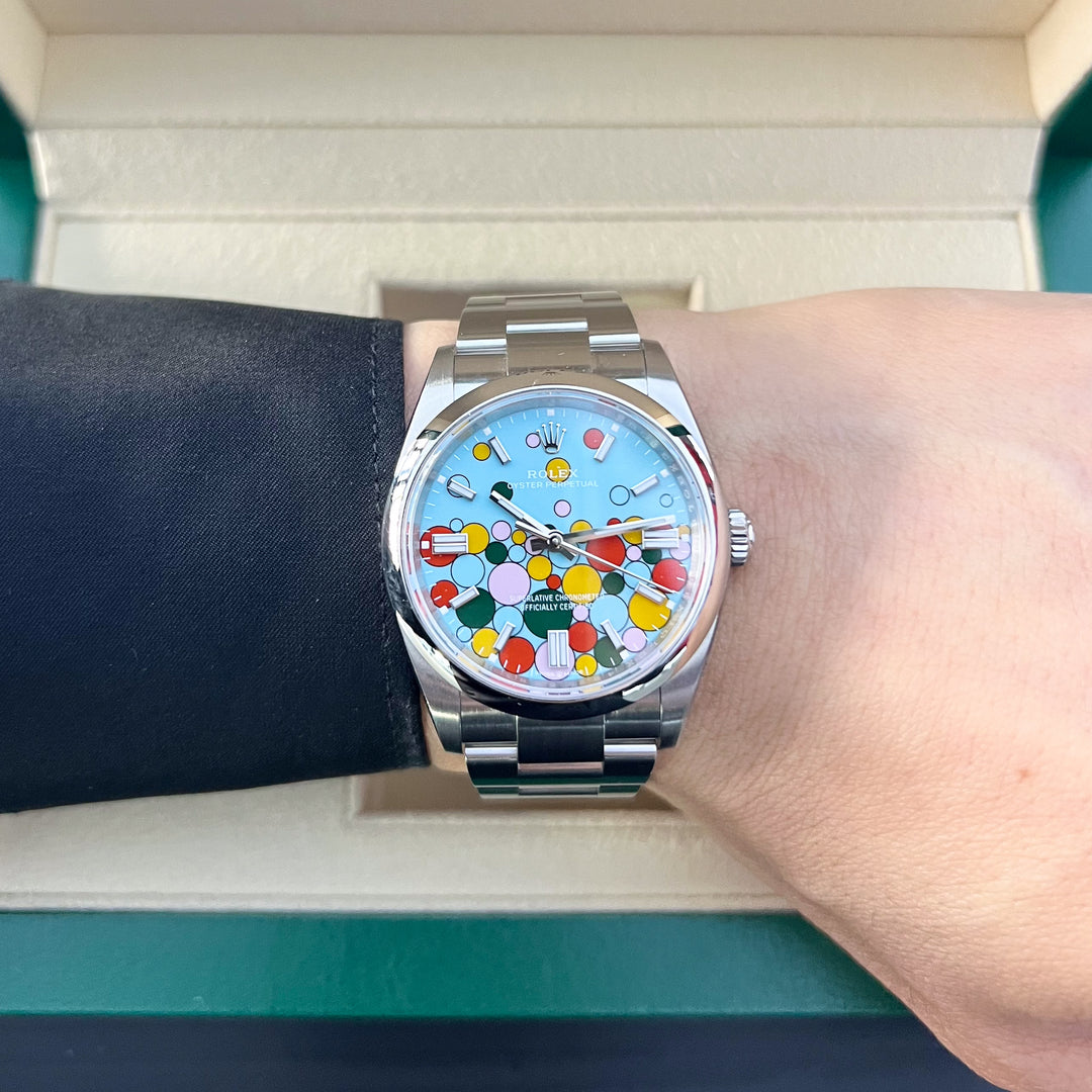 Rolex Oyster Perpetual36 36mm Steel Turquoise Blue Dial Stick Markers 2024 Ref m126000-0009 (#910)