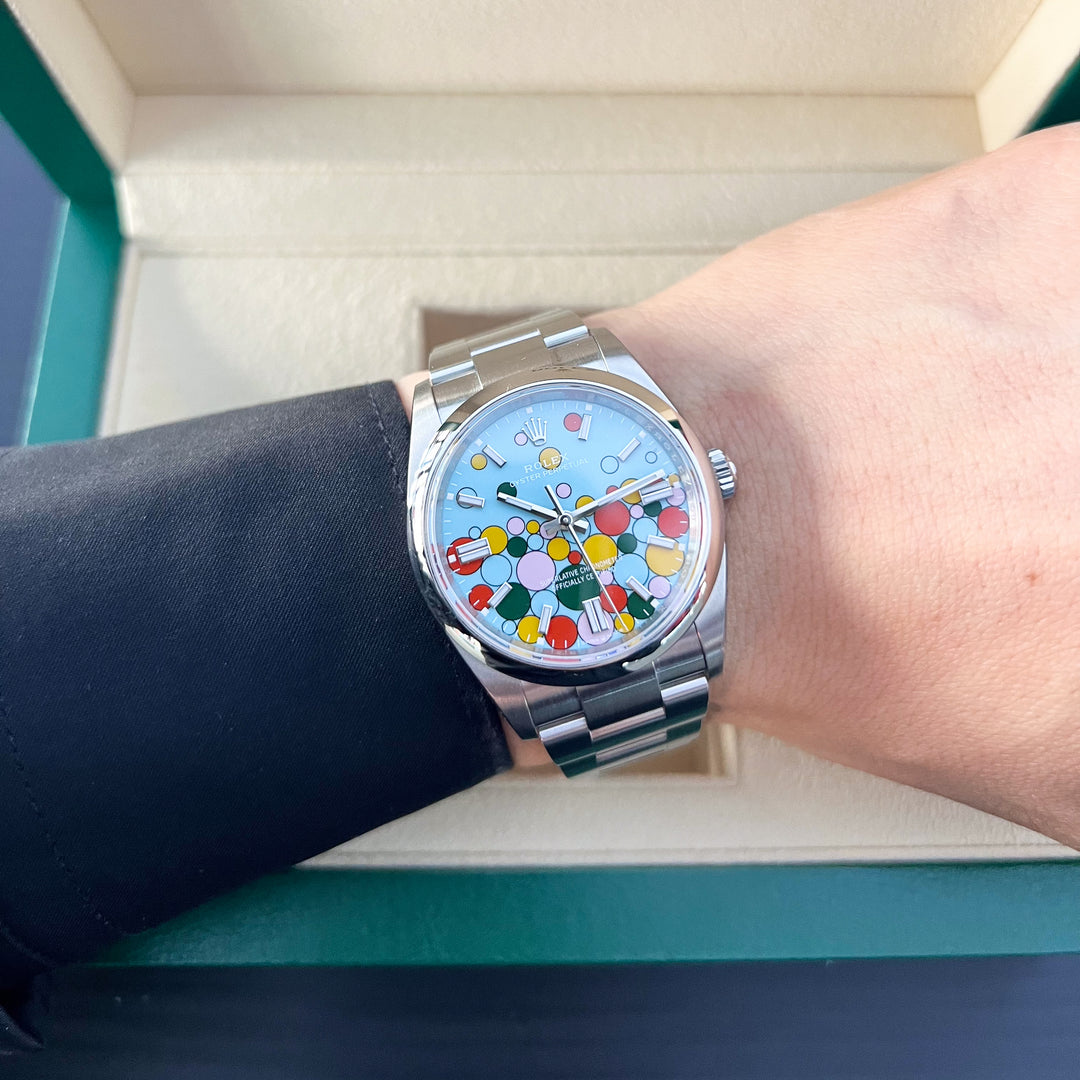 Rolex Oyster Perpetual36 36mm Steel Turquoise Blue Dial Stick Markers 2024 Ref m126000-0009 (#910)