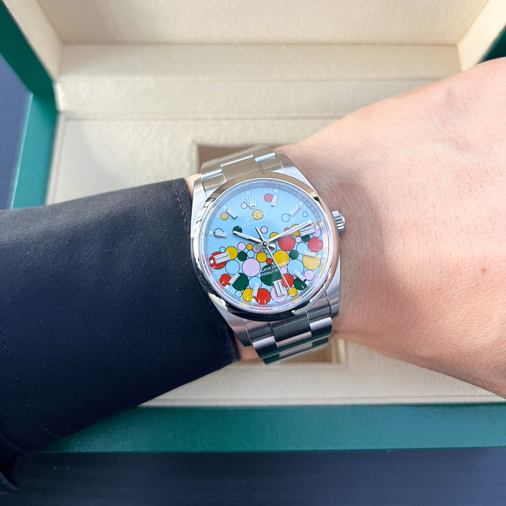 Rolex Oyster Perpetual36 36mm Steel Turquoise Blue Dial Stick Markers 2024 Ref m126000-0009 (#910)