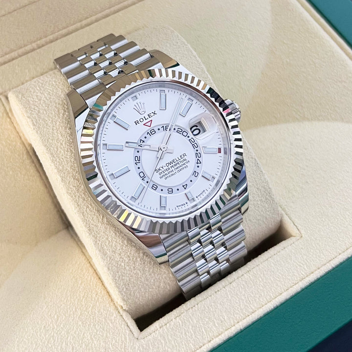Rolex Sky-Dweller 42mm Steel/WG White Dial Stick Markers 2024 Ref m336934-0004 (#919)