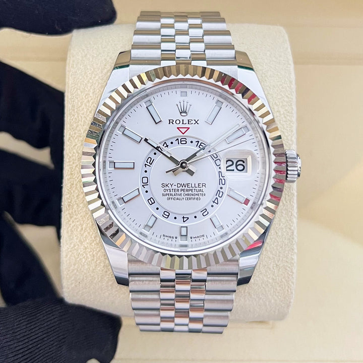 Rolex Sky-Dweller 42mm Steel/WG White Dial Stick Markers 2024 Ref m336934-0004 (#919)